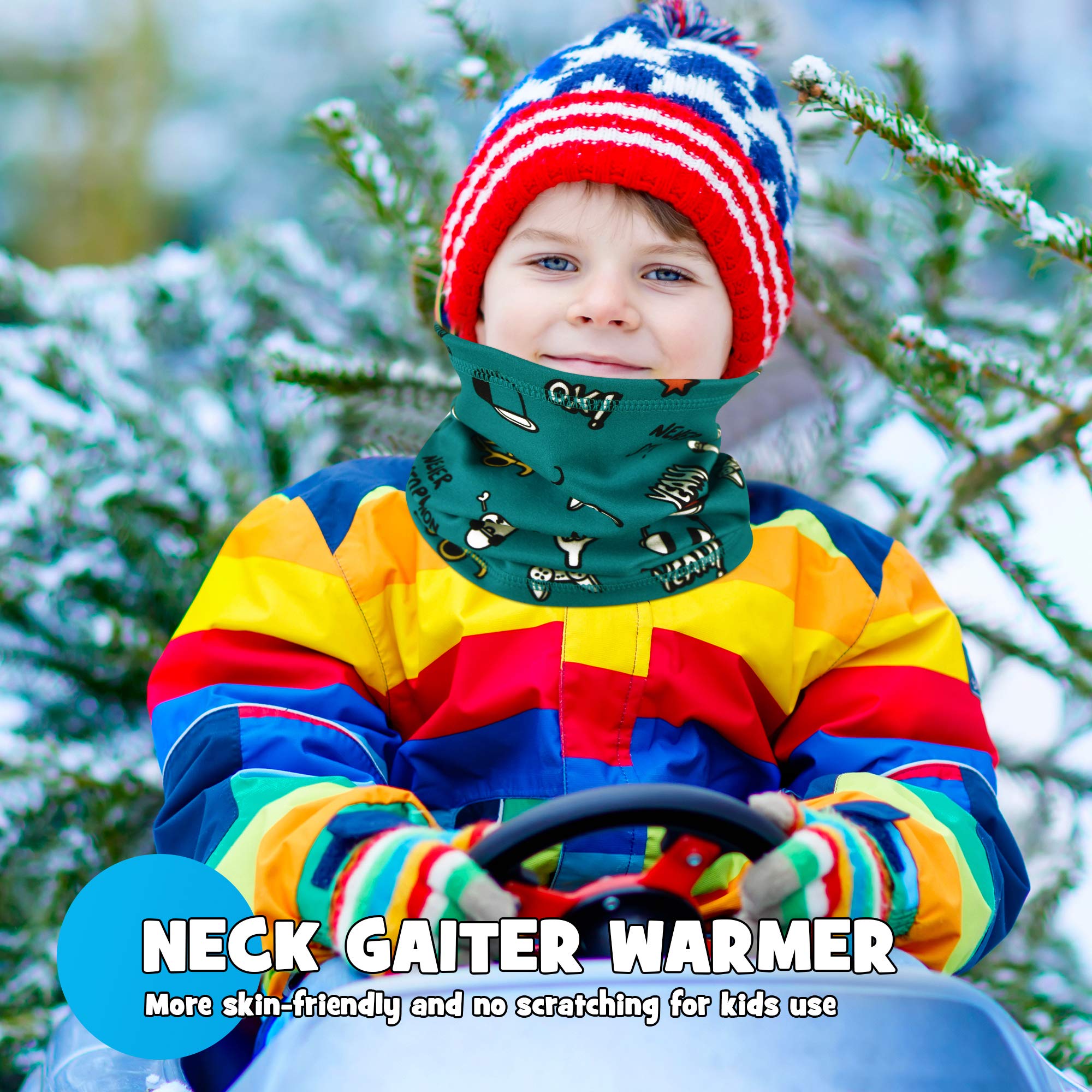 MCTi Kids Neck Gaiter Warmer Winter Fleece Scarves Face Masks 2 Packed for Snow Skiing Snowboarding - Image 5
