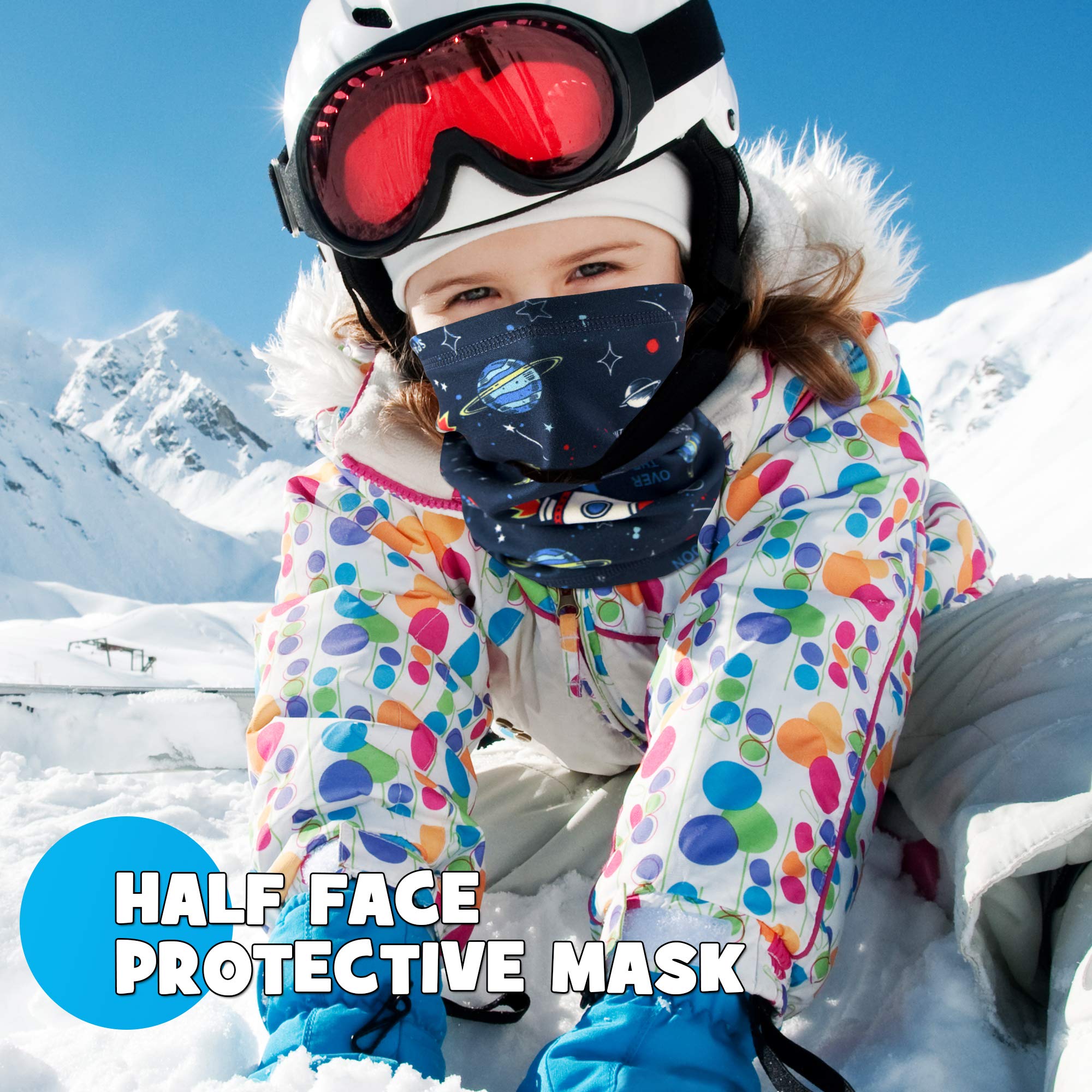 MCTi Kids Neck Gaiter Warmer Winter Fleece Scarves Face Masks 2 Packed for Snow Skiing Snowboarding - Image 5