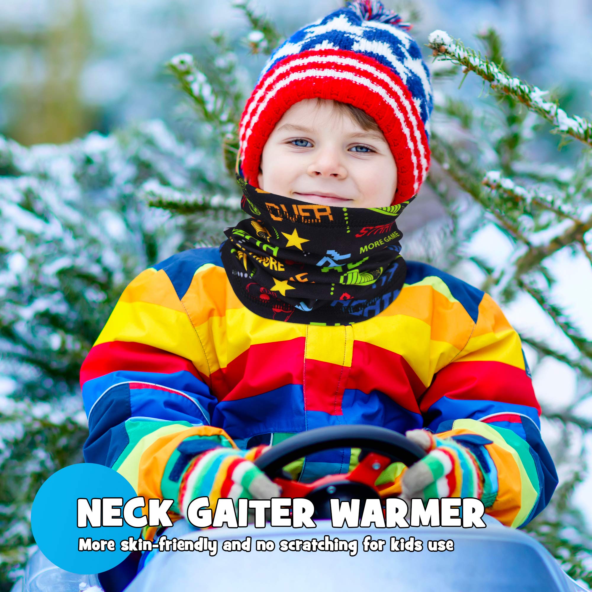 MCTi Kids Neck Gaiter Warmer Winter Fleece Scarves Face Masks 2 Packed for Snow Skiing Snowboarding - Image 4