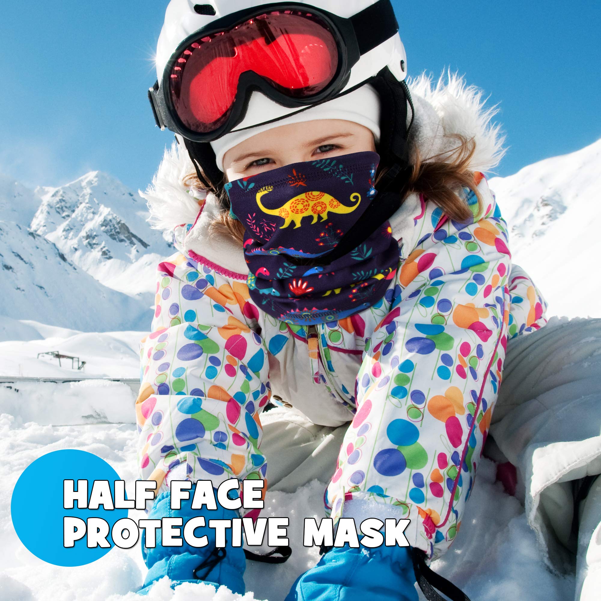 MCTi Kids Neck Gaiter Warmer Winter Fleece Scarves Face Masks 2 Packed for Snow Skiing Snowboarding - Image 3