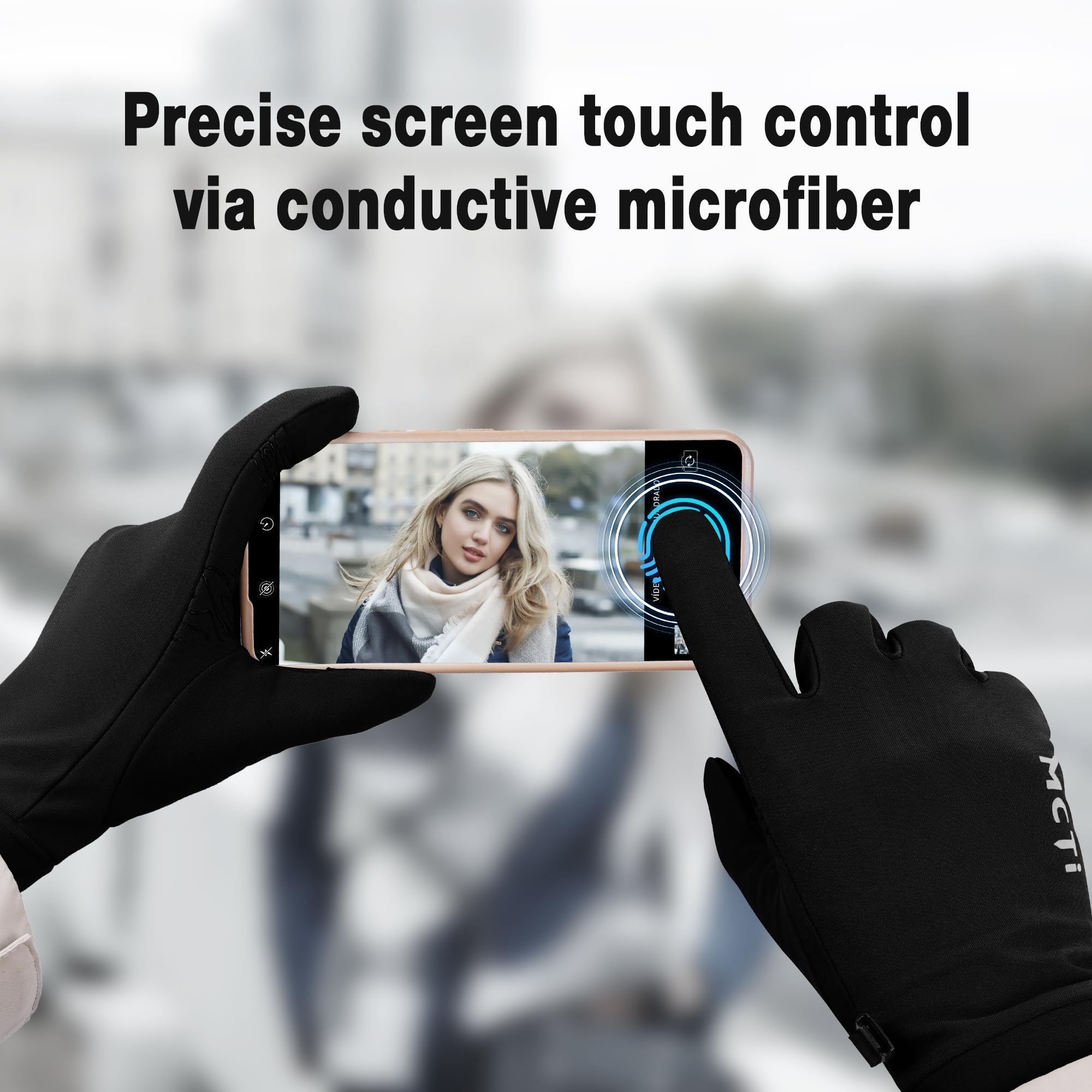 MCTi Lightweight Glove Liners for Men Women, Touch Screen Gloves with Conductive Microfiber, Palm Silicone, for Running Driving Hiking - Image 3