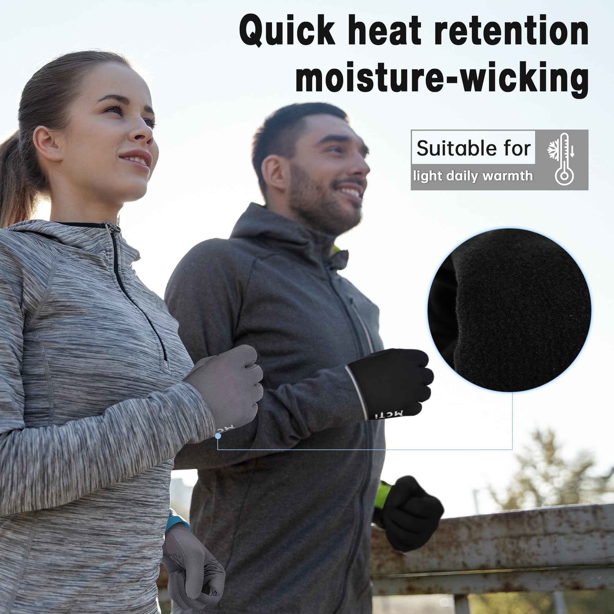 MCTi Lightweight Glove Liners for Men Women, Touch Screen Gloves with Conductive Microfiber, Palm Silicone, for Running Driving Hiking - Image 5
