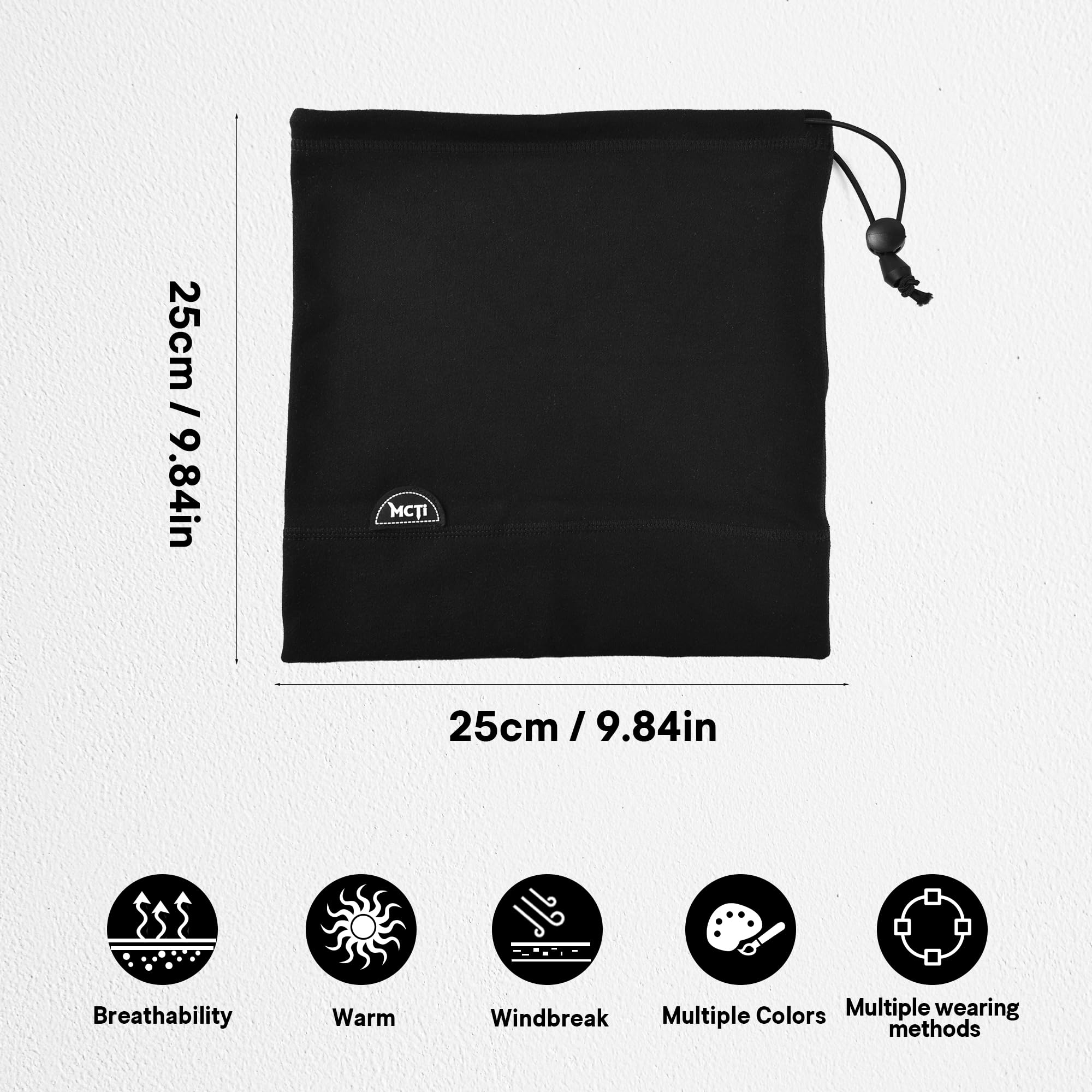 MCTi Neck Gaiter Warmer Winter Fleece Scarves Beanie Hat for Skiing Cycling Elastic Closure - Image 6