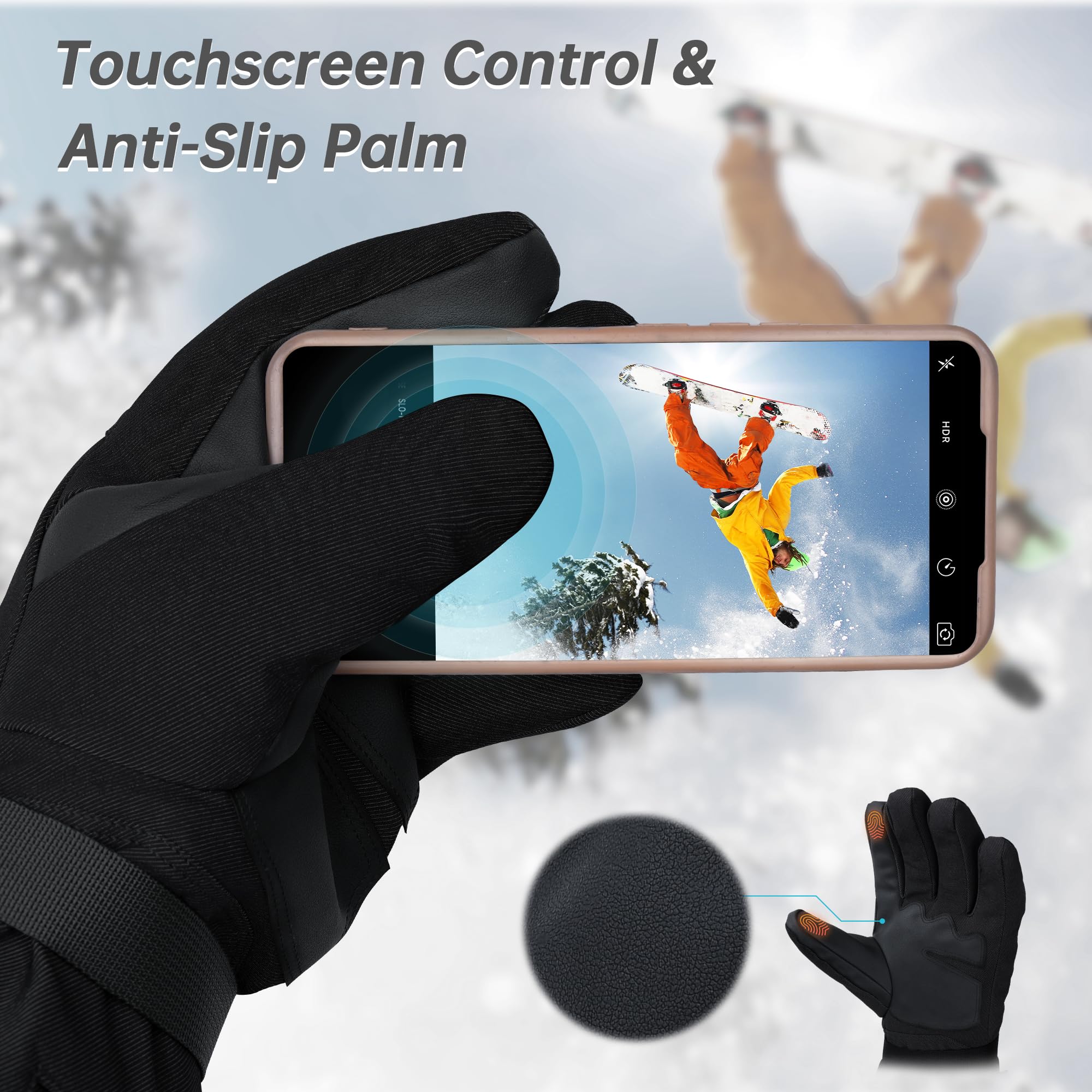 MCTi Pro Wrist Support Ski Gloves for Men, Winter Snowboard Gloves with Wrist Guard, Waterproof, 3M Thinsulate Warm, High Abrasion Resistance - Image 5