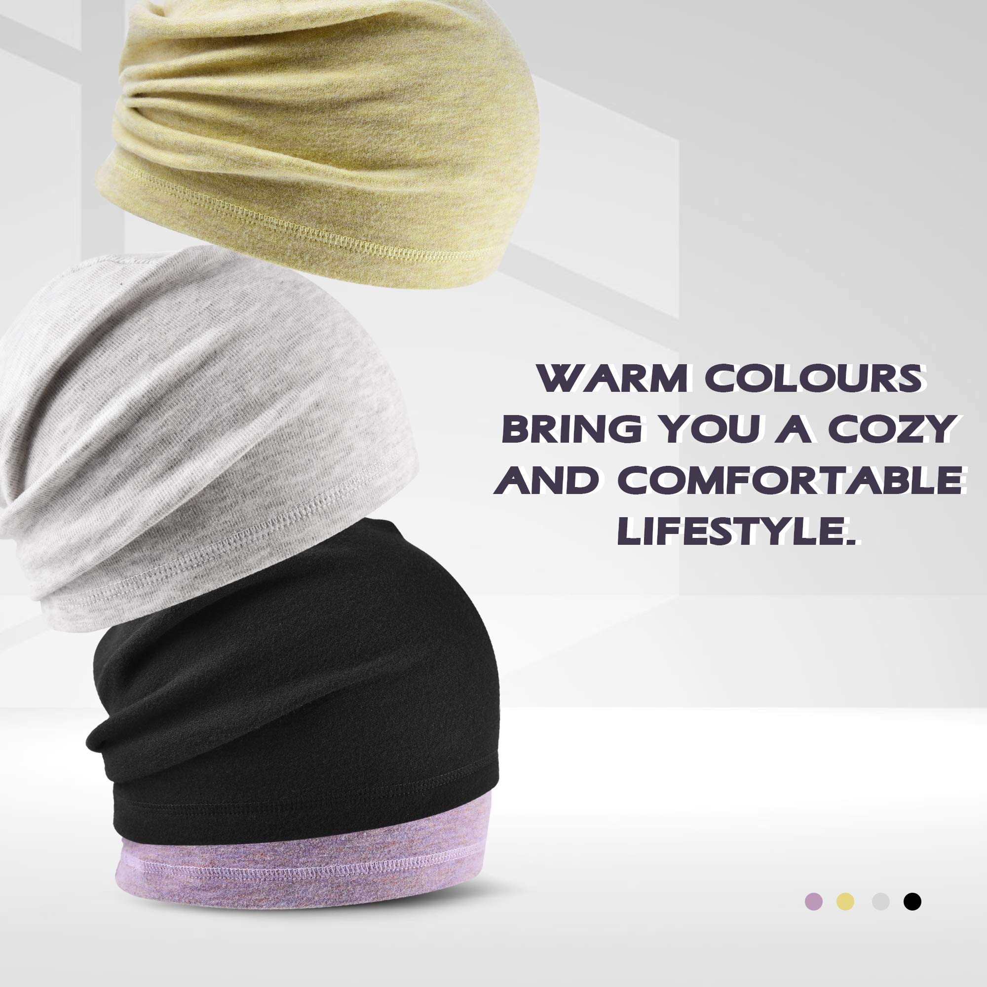 MCTi Slouchy Beanie for Men Women, Winter Warm Stretchy Skull Cap Hat Lightweight for Running Cycling 2 Packed - Image 6