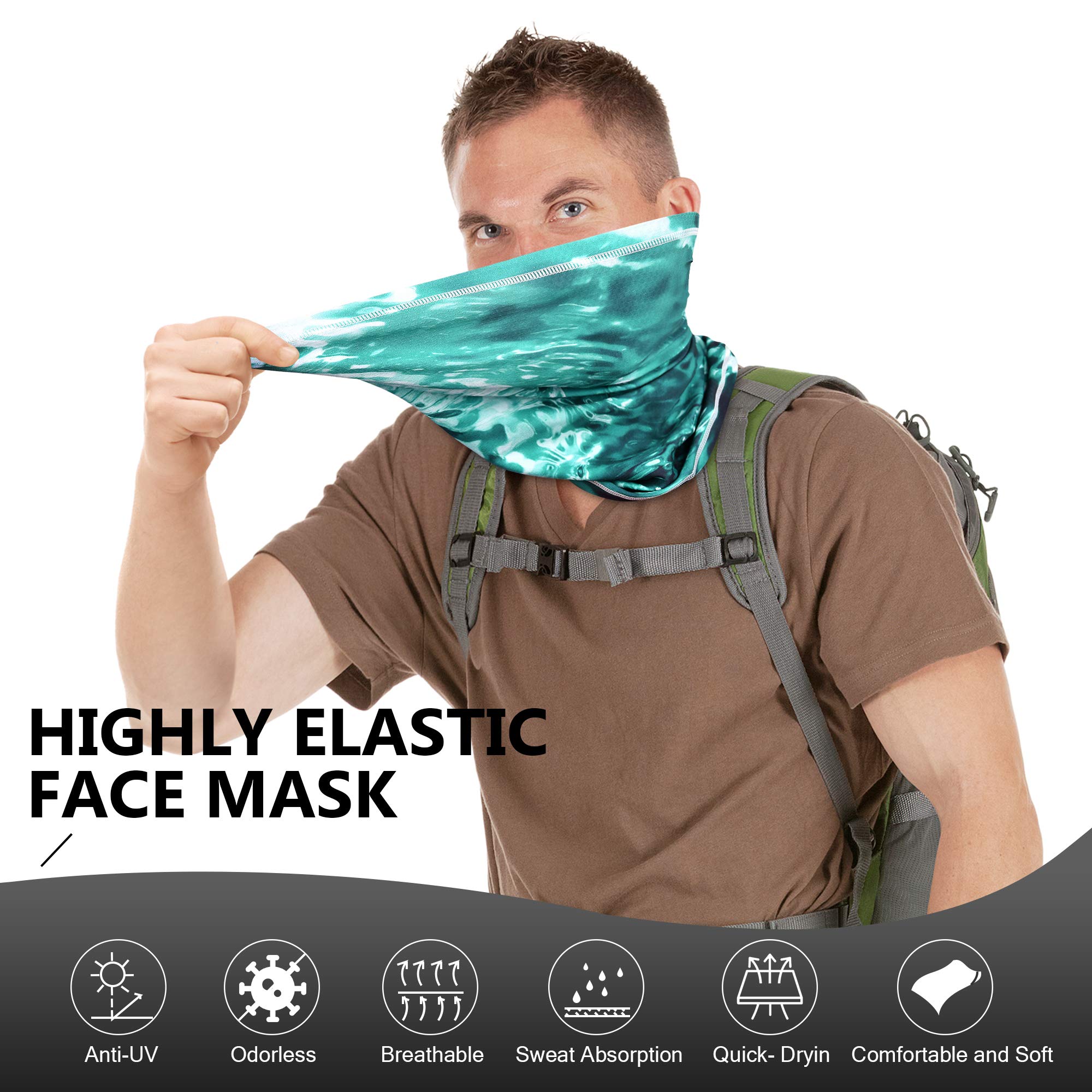 MCTi UV Neck Gaiter Mask, UPF 50 Bandana Balaclava Face Mask Breathable Cooling Sun Summer for Fishing Running 2 Packed … - Image 3